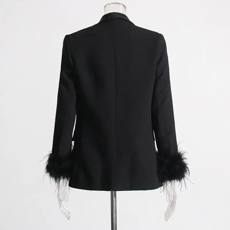 Feather Trim Blazer