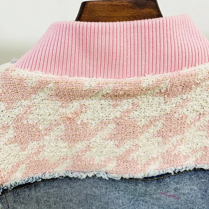 Women's Pink and Denim Patchwork Jacket