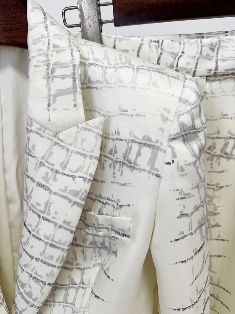 White Textured Suit Set