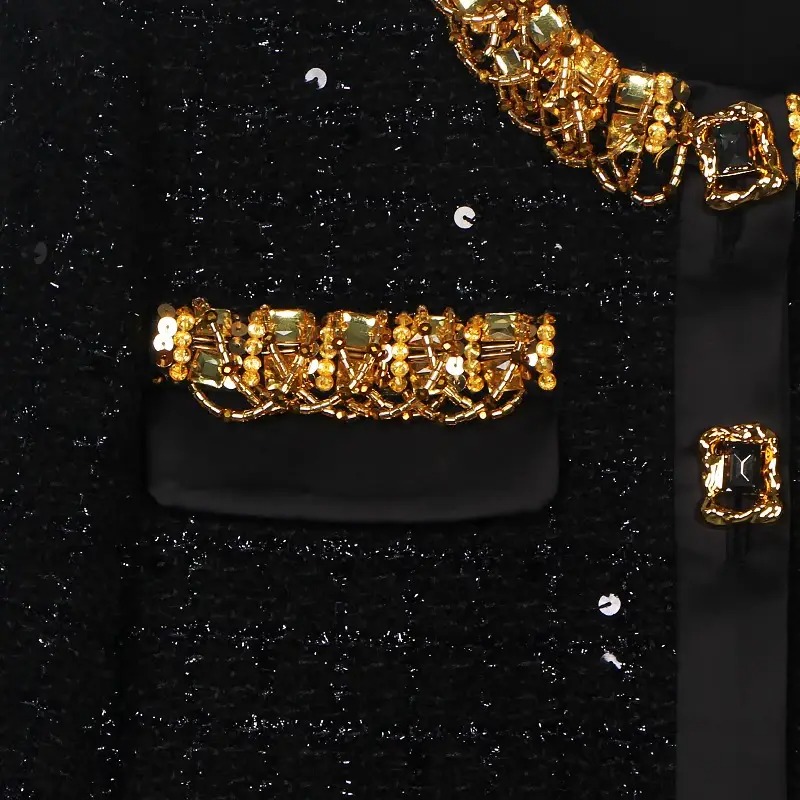 Black Sequin Tweed Jacket