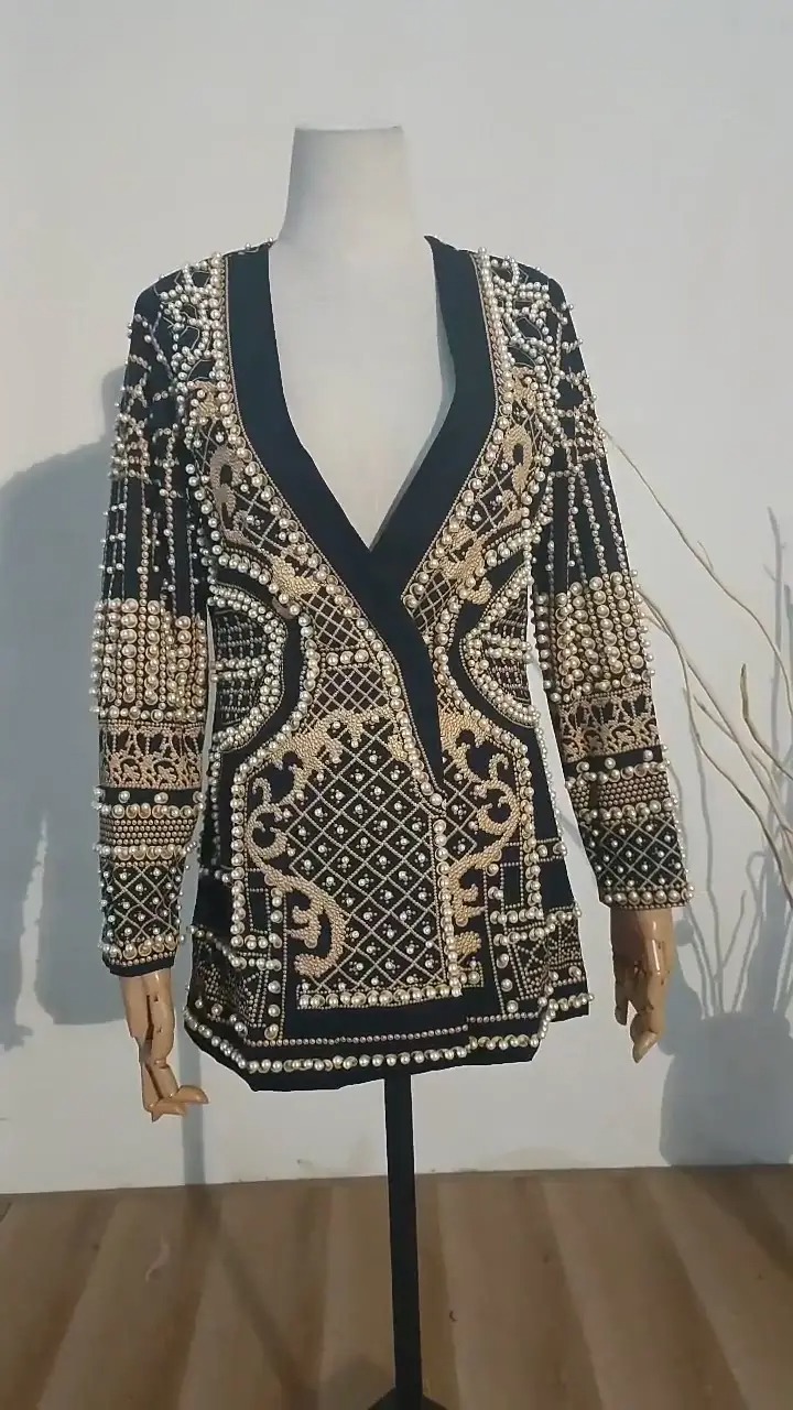 Elegant Beaded Black Jacket