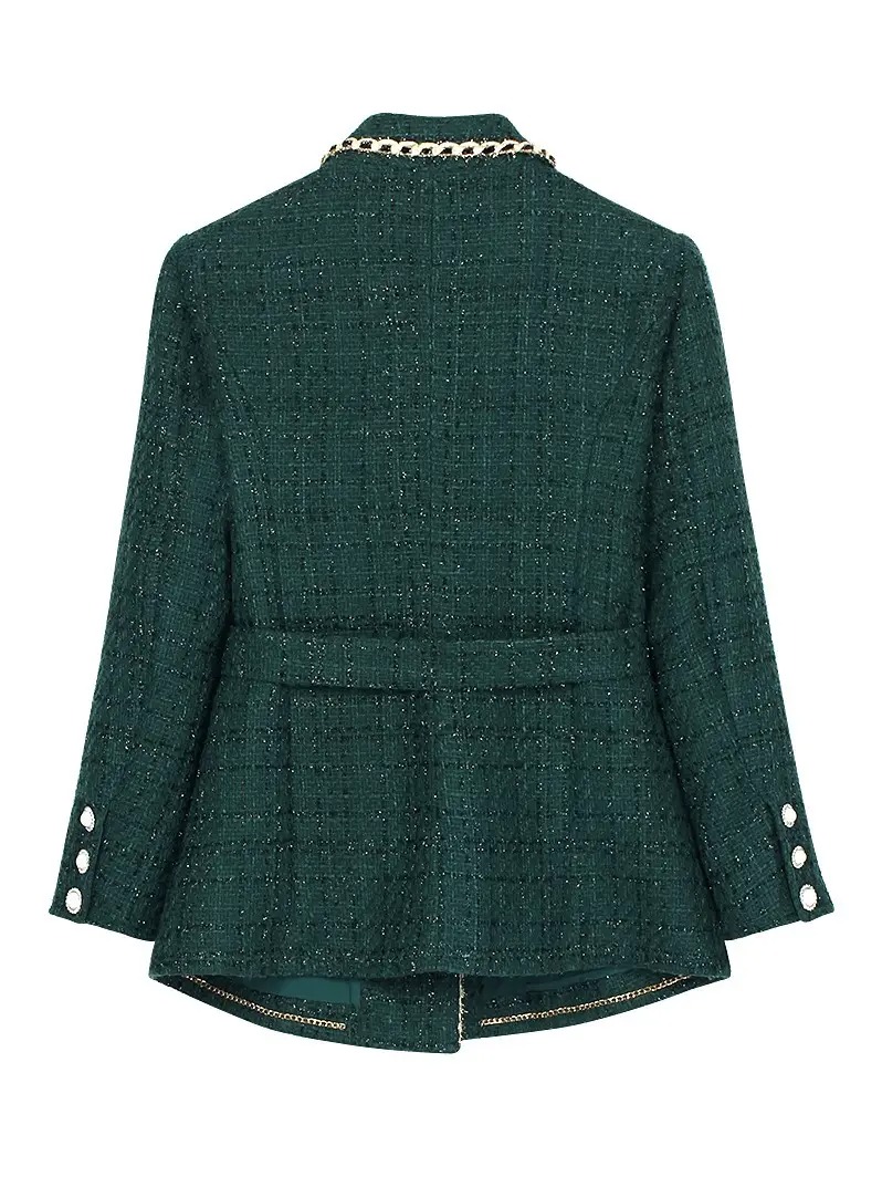Elegant Green Tweed Blazer