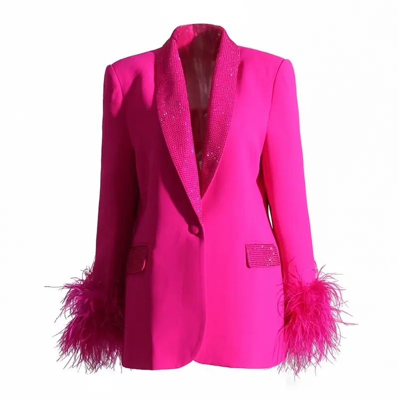 Feather Trim Blazer