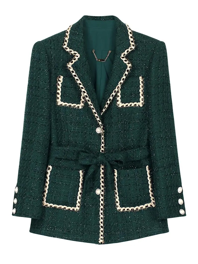 Elegant Green Tweed Blazer