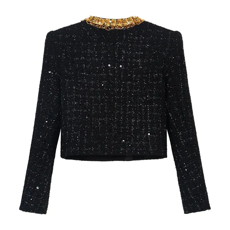 Black Sequin Tweed Jacket