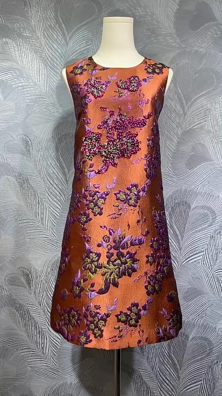 Floral Brocade Sleeveless Dress
