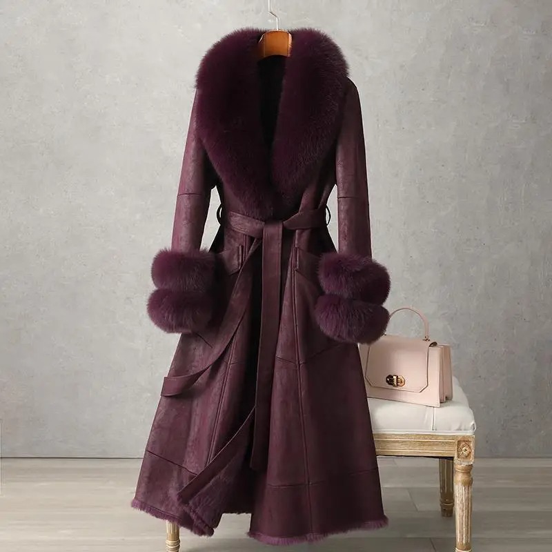 Elegant Fur-Trimmed Long Coat