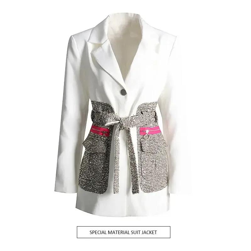 Blazer with Tweed Belt