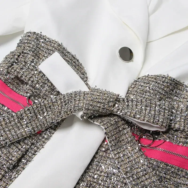 Blazer with Tweed Belt