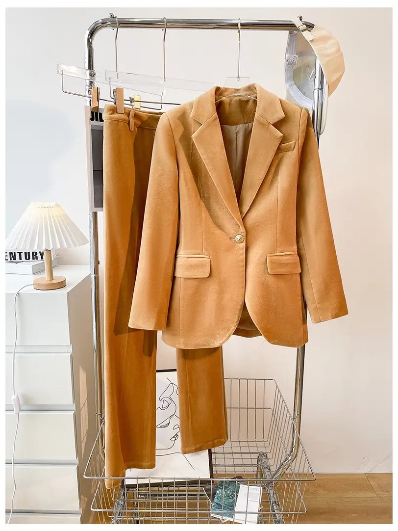 Camel Velvet Women’s Suit