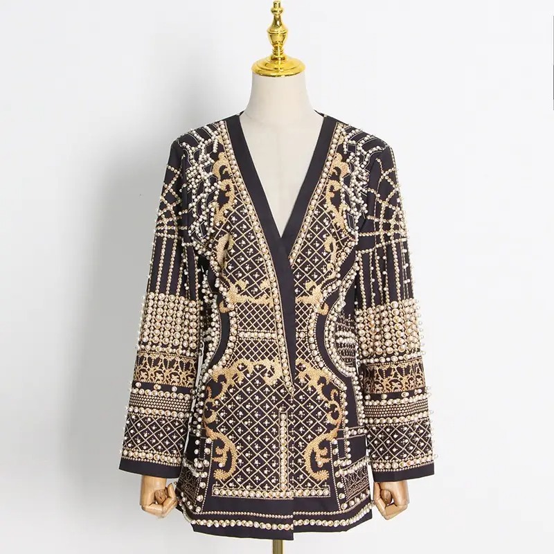 Elegant Beaded Black Jacket