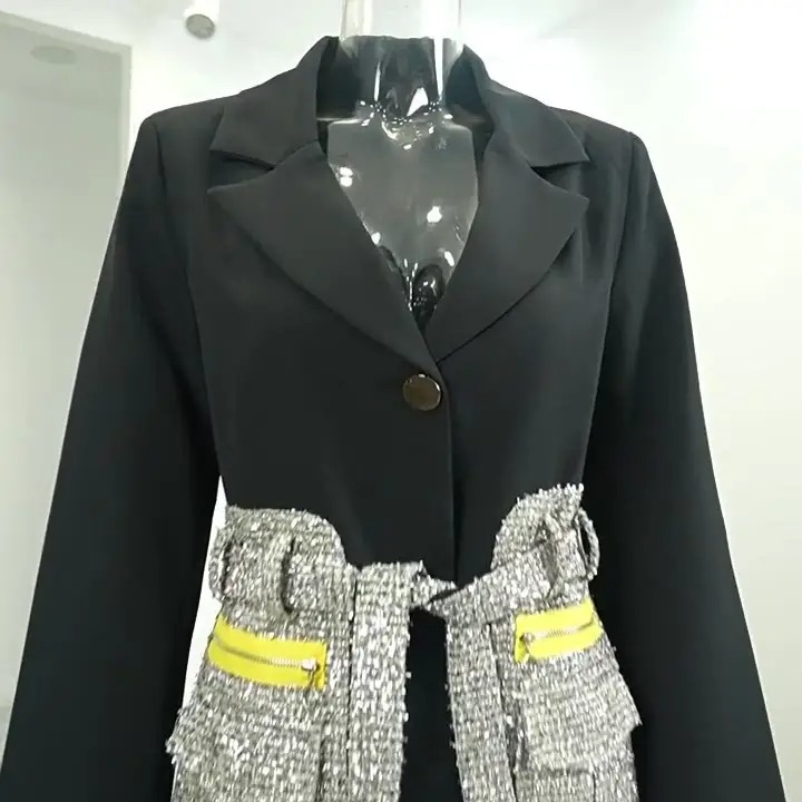 Blazer with Tweed Belt