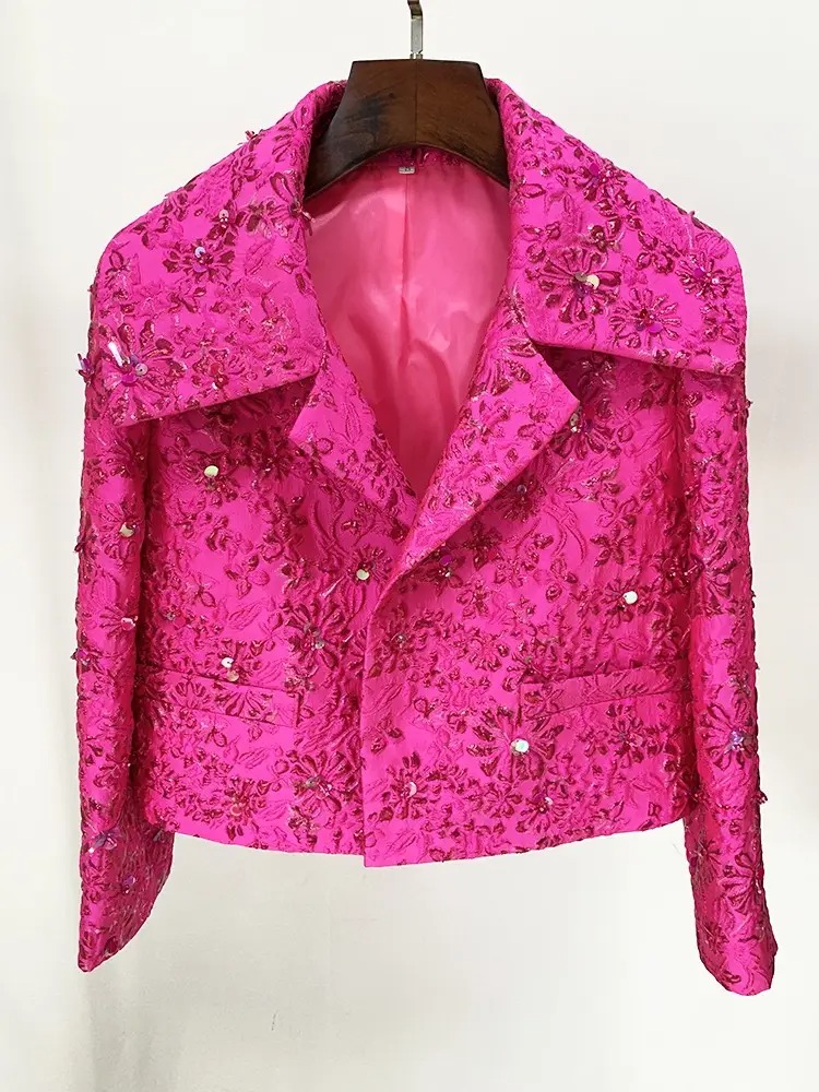 Embroidered Pink Sequin Jacket