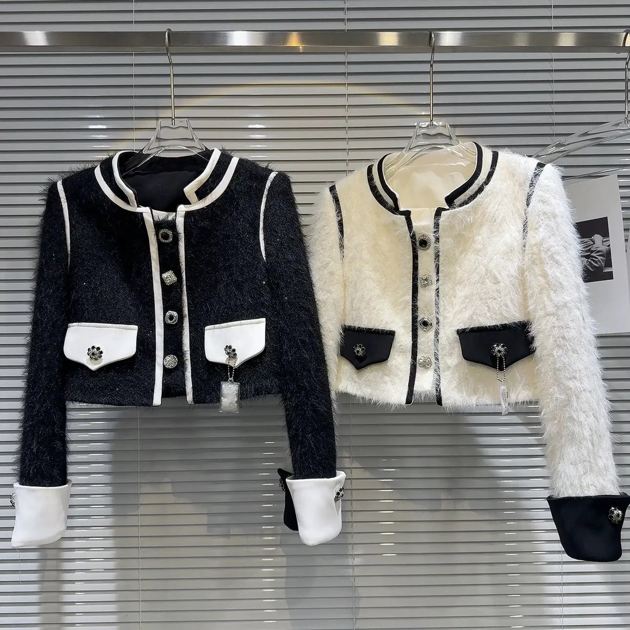 Elegant Black Tweed Cropped Jacket