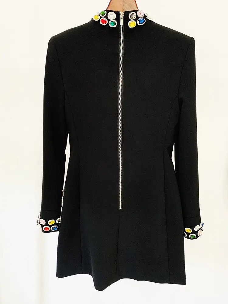 White Embellished Long-Sleeve Dress