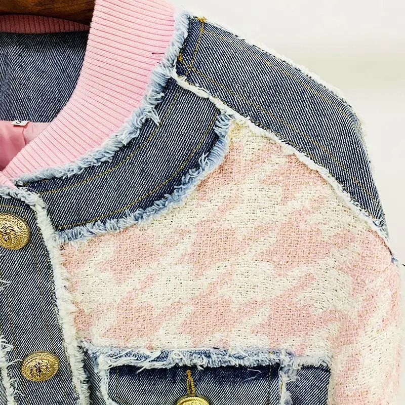 Women's Pink and Denim Patchwork Jacket
