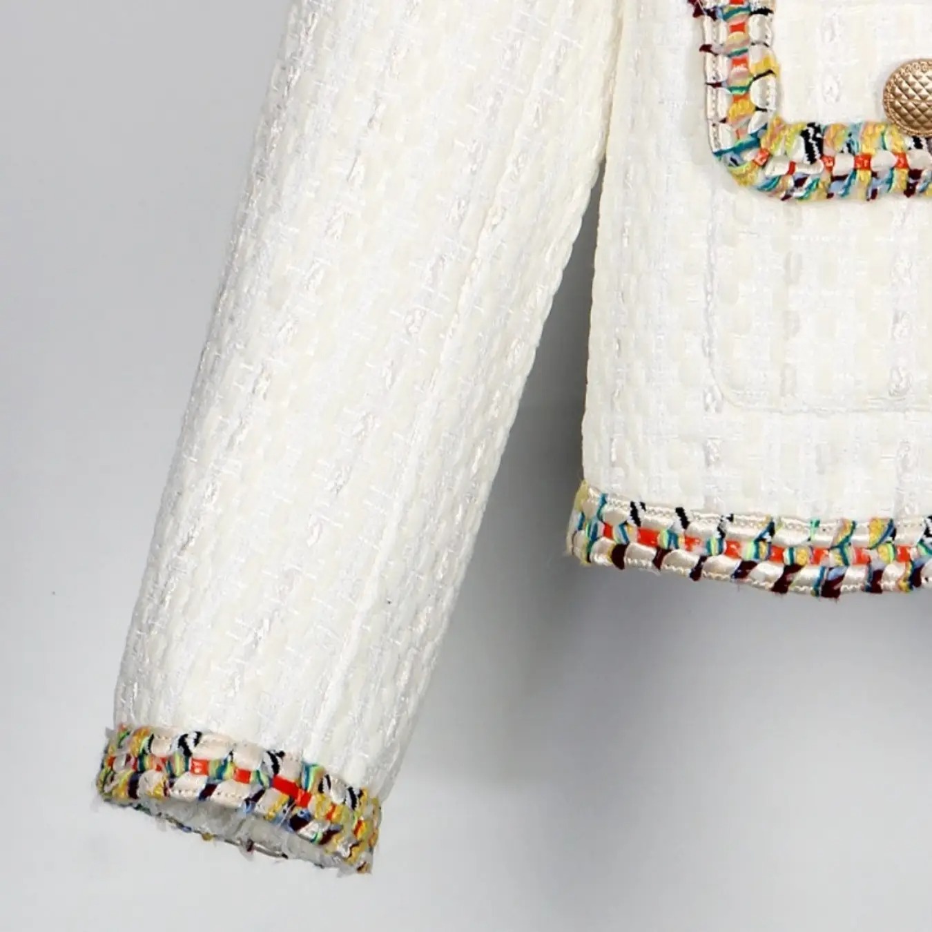 Elegant White Tweed Jacket