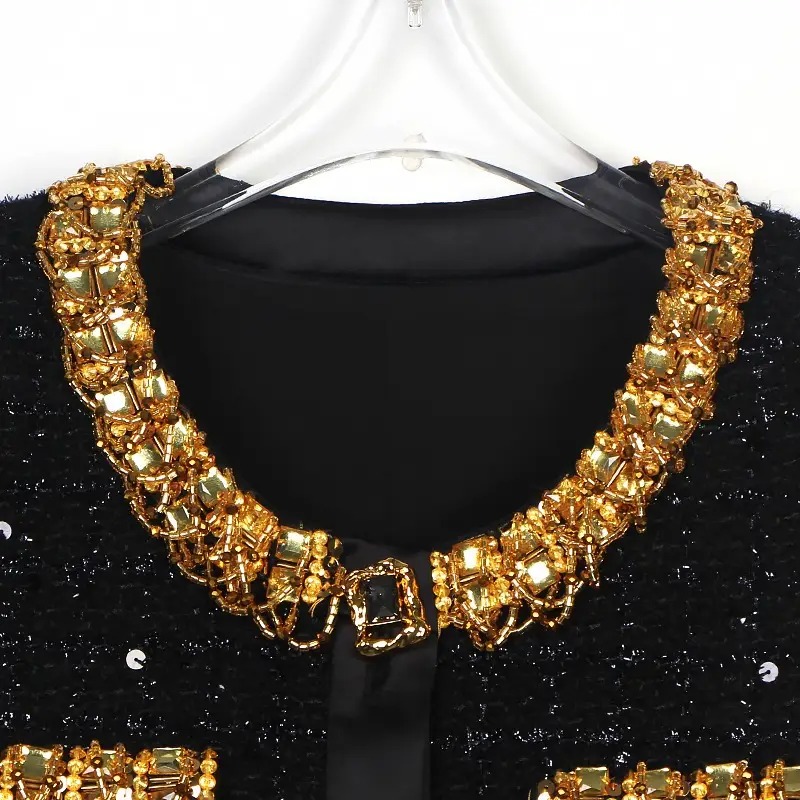 Black Sequin Tweed Jacket