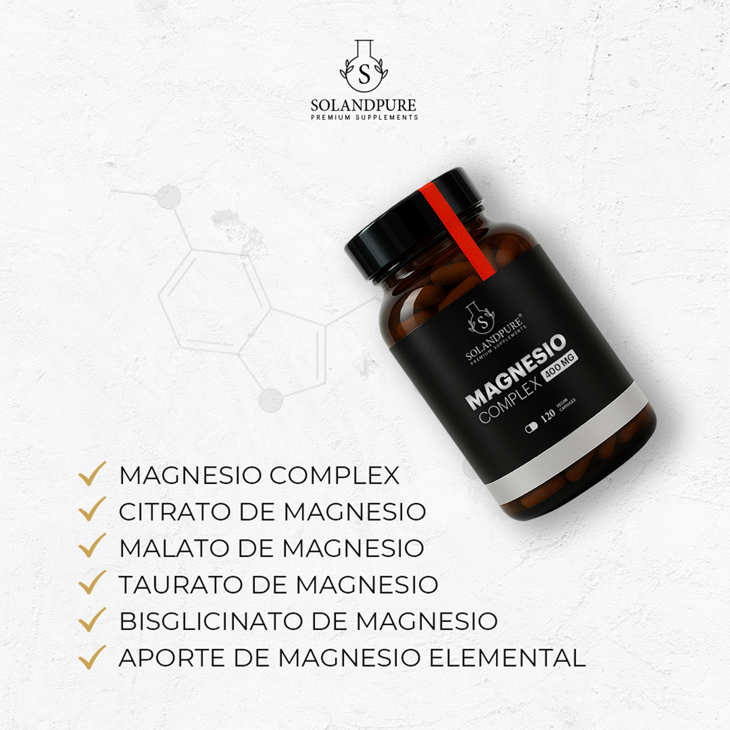 💊 Magnesio Complex 750 mg – 120 Cápsulas | 5 Fuentes de Magnesio (Bisglicinato, Citrato, Pidolato, Malato y Carbonato) | Suplemento Premium de Alta Absorción