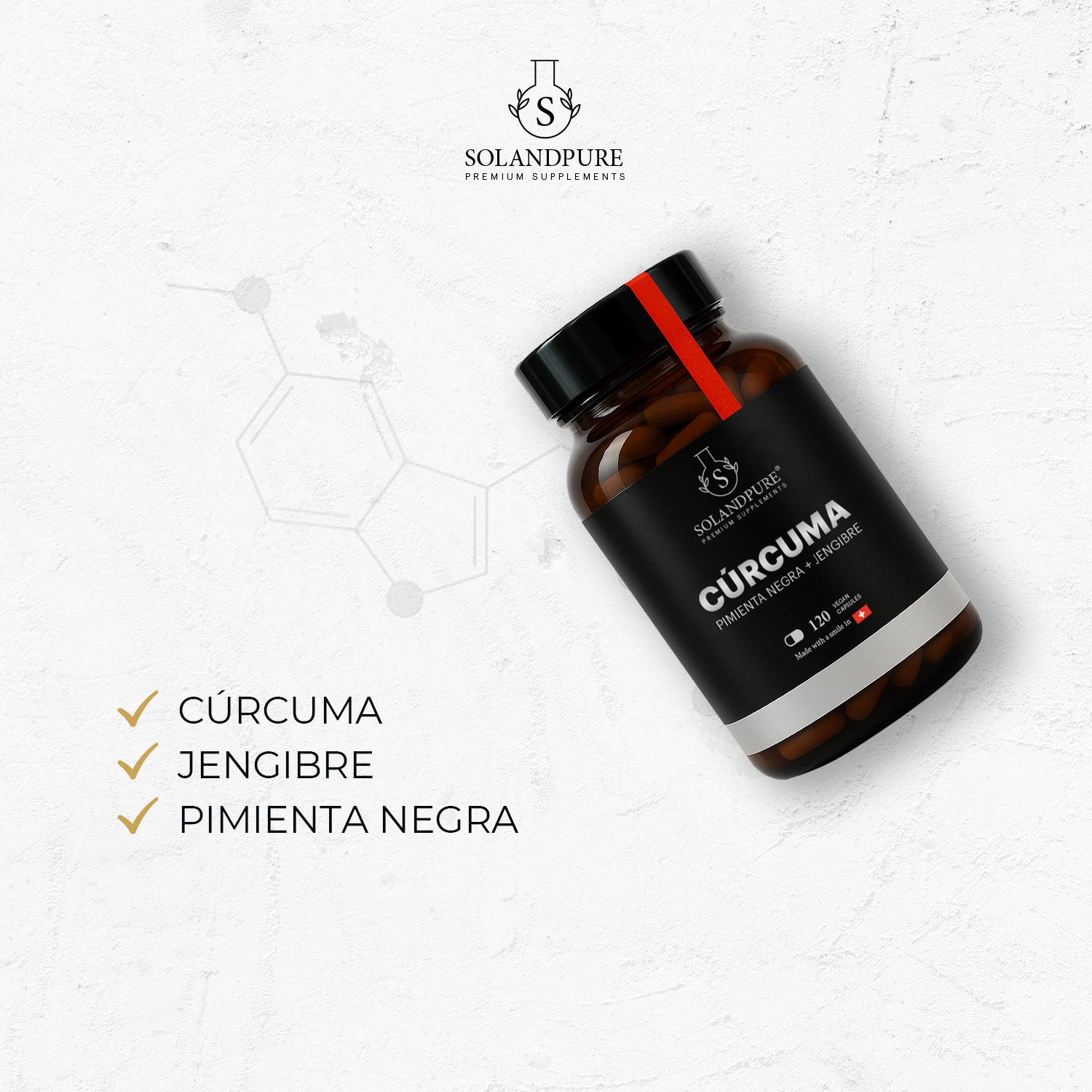 🌿 Cúrcuma Complex 120 Cápsulas | Suplemento Vegano con Jengibre y Pimienta Negra | Alta Absorción Natural