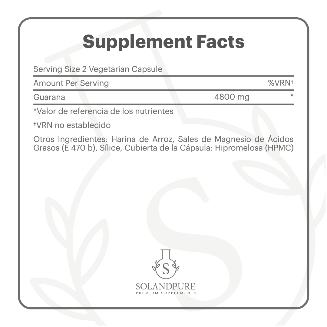 ⚡ Guaraná Puro 750 mg – 120 Cápsulas Veganas | Energía Natural, Vitalidad y Concentración | Suplemento Premium sin Azúcares