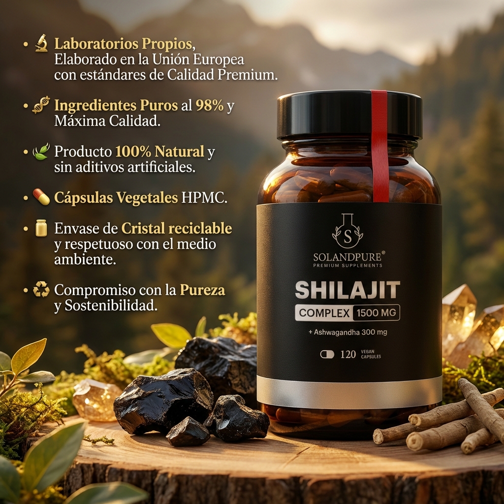 Shilajit + Ashwagandha 1500 mg | 120 Cápsulas Vegetales | Fórmula Original de los Himalayas – Energía, Vitalidad y Bienestar Natural
