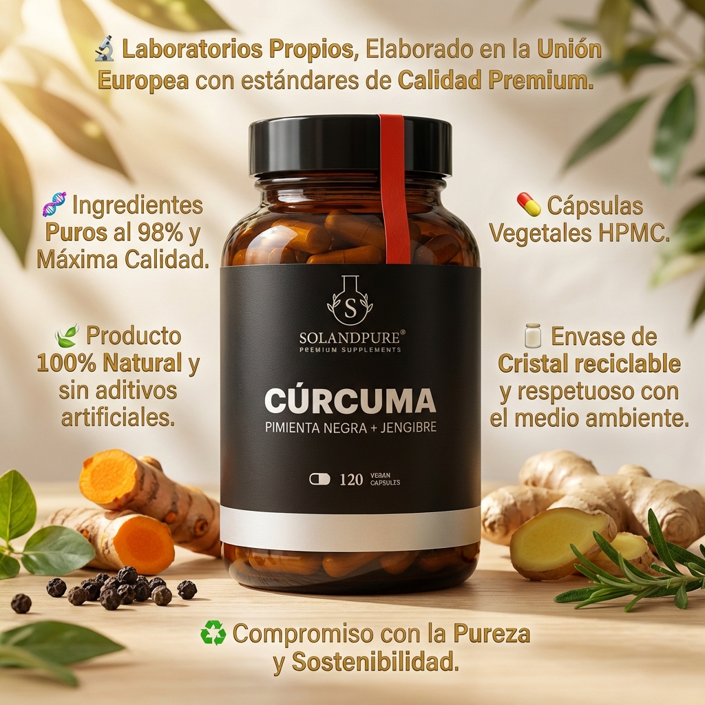 Cúrcuma Complex 120 Cápsulas Vegetales | Suplemento Vegano con Jengibre y Pimienta Negra | Alta Absorción Natural