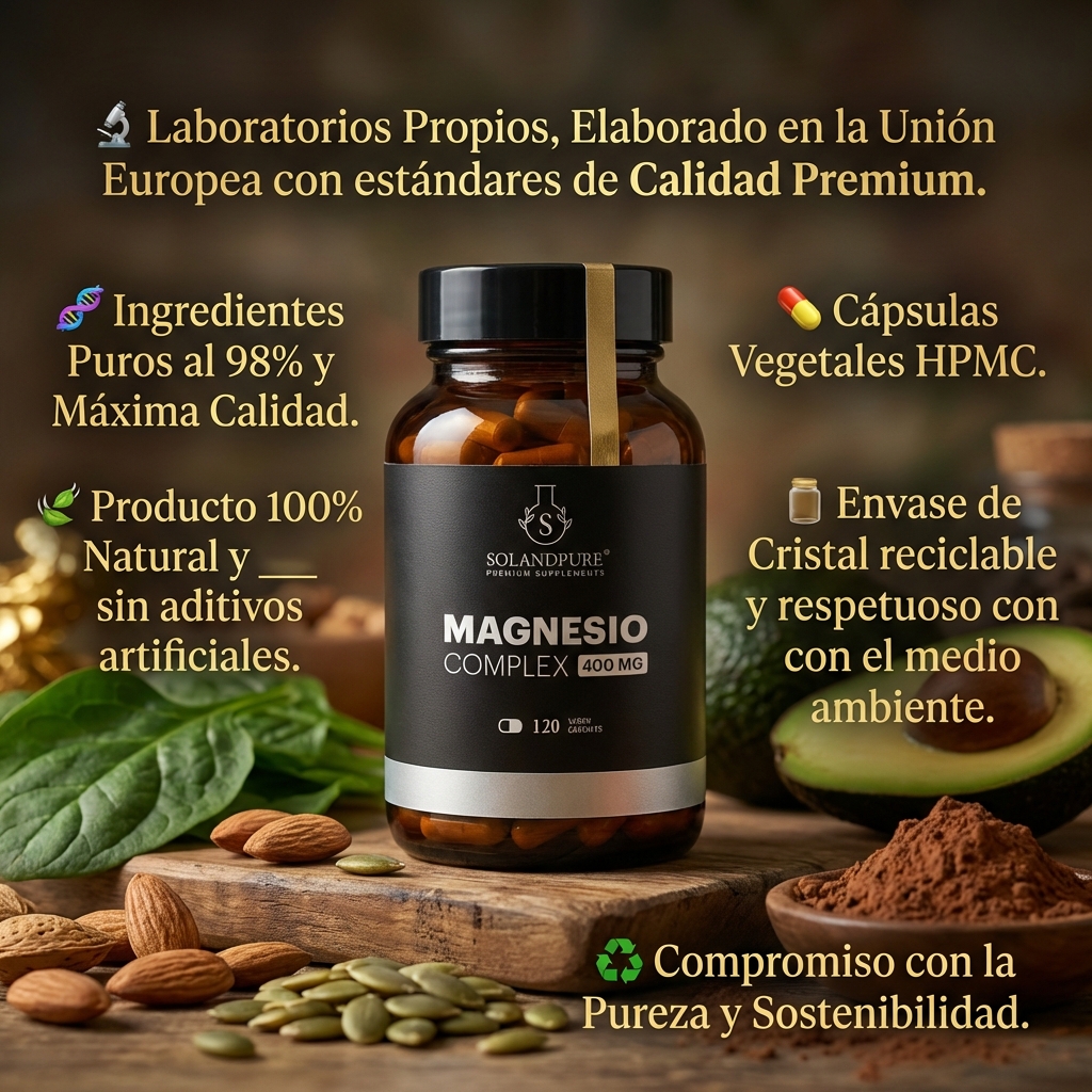 Magnesio Complex 750 mg – 120 Cápsulas Vegetales | 5 Fuentes de Magnesio (Bisglicinato, Citrato, Pidolato, Malato y Carbonato) | Suplemento Premium de Alta Absorción