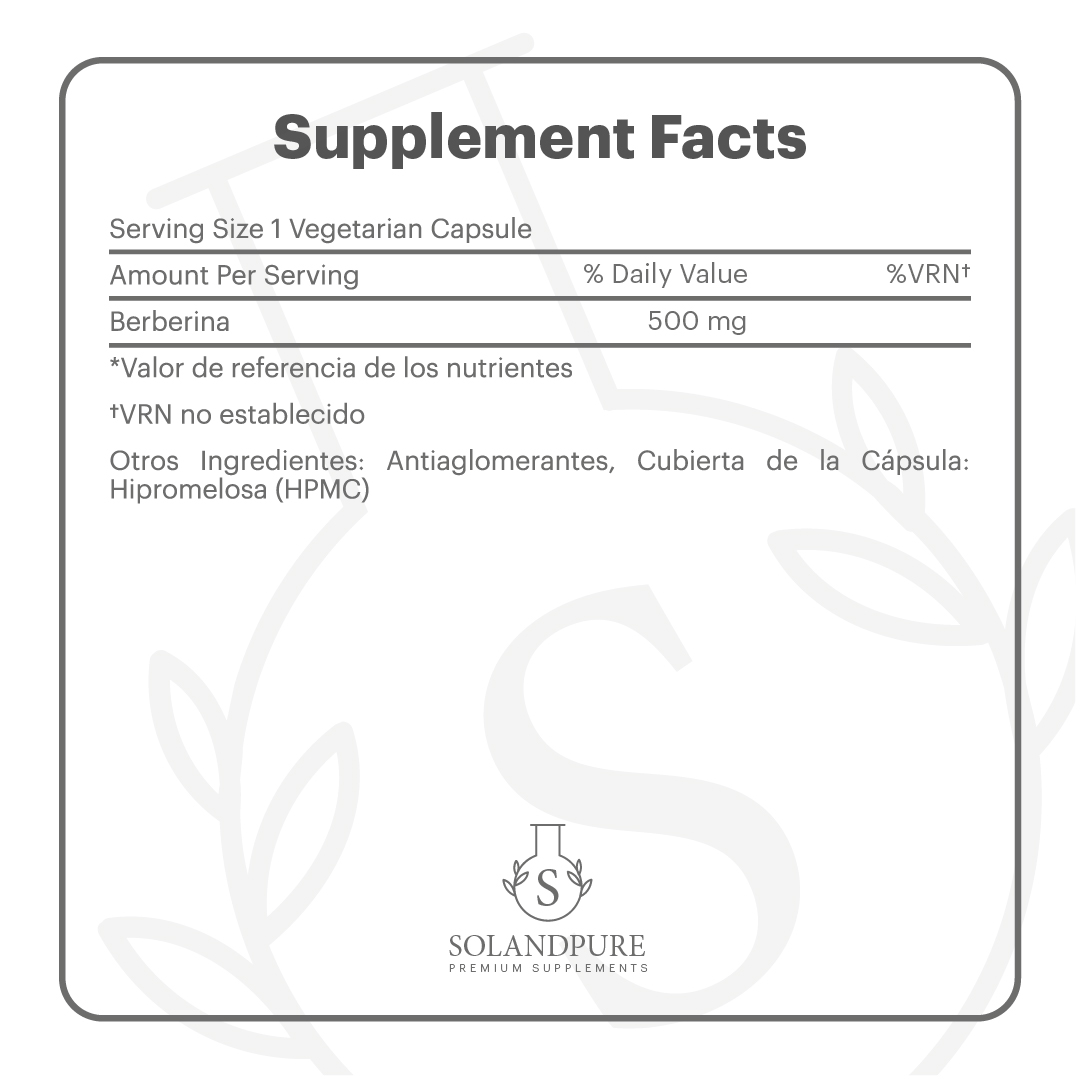 🌿 Berberina Orgánica 500 mg – Suplemento Natural para Control de Azúcar, Metabolismo y Salud Cardiovascular – 120 Cápsulas Veganas