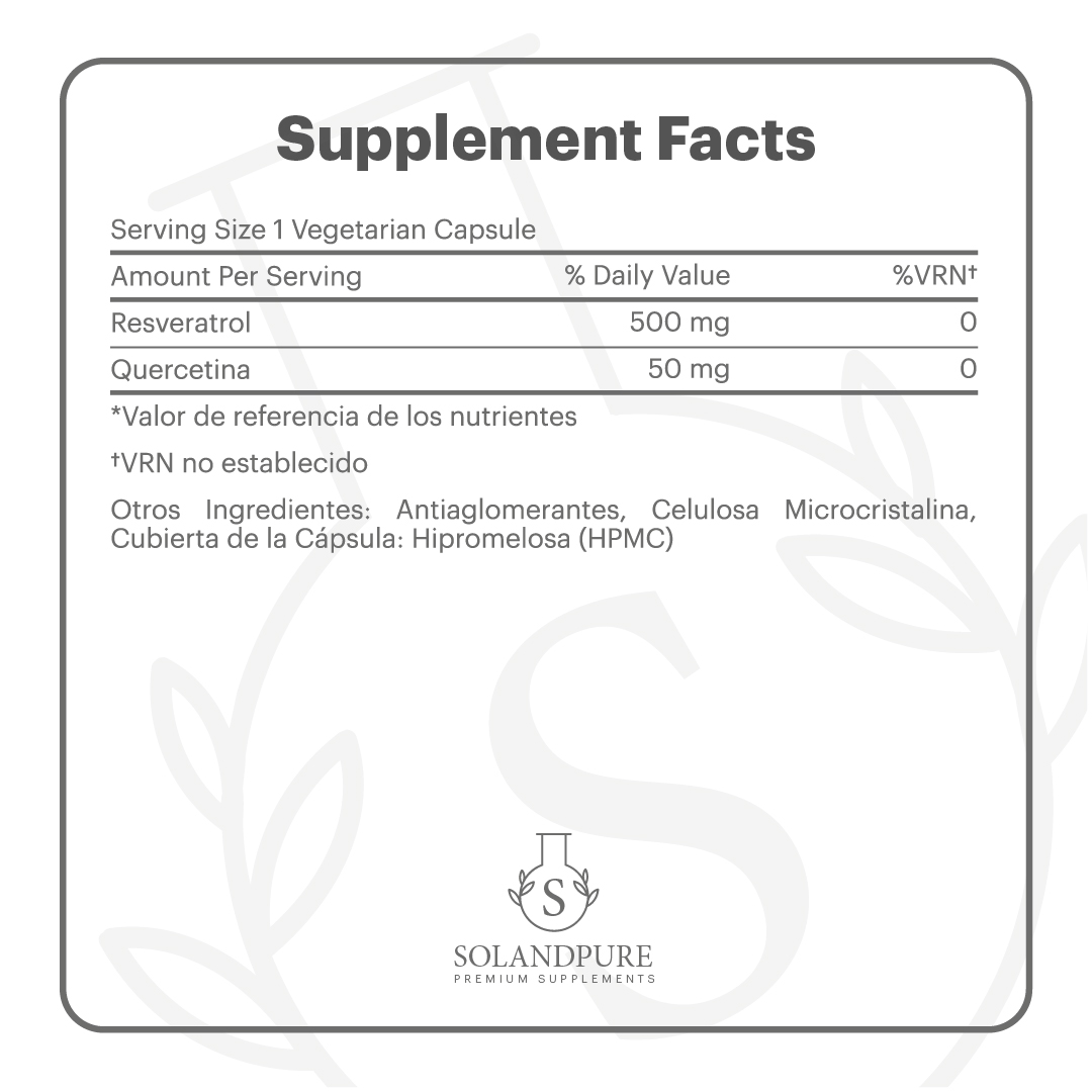 💎 Resveratrol 99% Puro con Quercetina 550 mg – Antioxidante Premium para Longevidad, Salud Cardiovascular y Antienvejecimiento – 120 Cápsulas Veganas