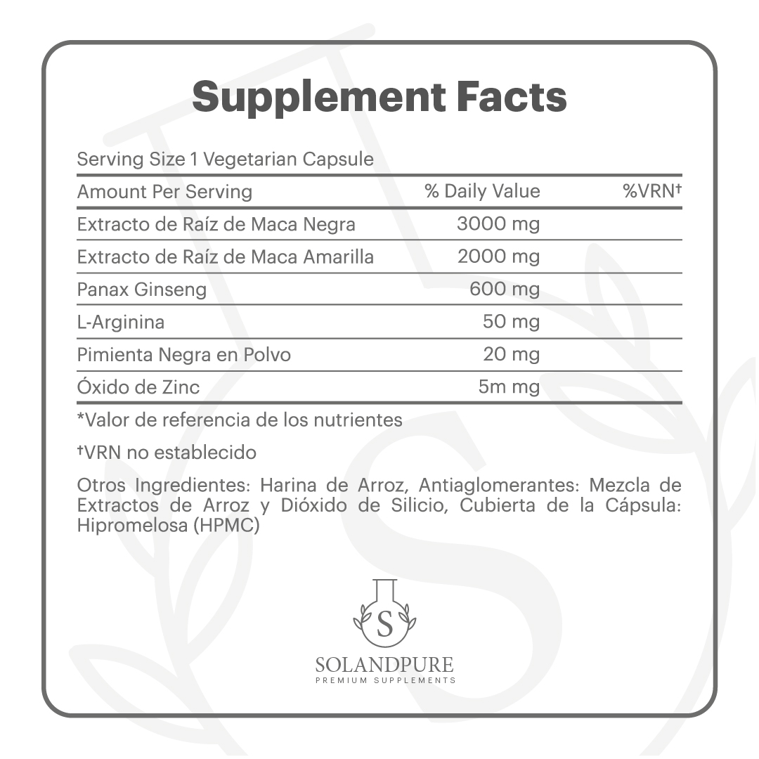 🦾 Maca Negra Peruana Andina Pura 5550 mg – 120 Cápsulas | Energía, Vitalidad y Rendimiento Natural