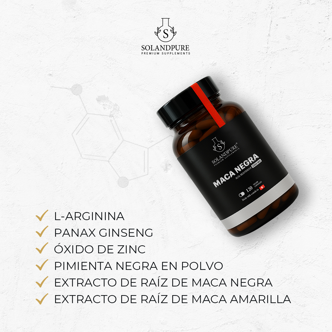 🦾 Maca Negra Peruana Andina Pura 5550 mg – 120 Cápsulas | Energía, Vitalidad y Rendimiento Natural