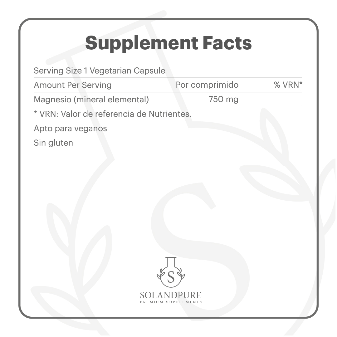 💊 Magnesio Bisglicinato 750 mg – 120 Cápsulas | Alta Absorción y Máxima Biodisponibilidad | Suplemento Premium para Energía, Músculos y Nervios