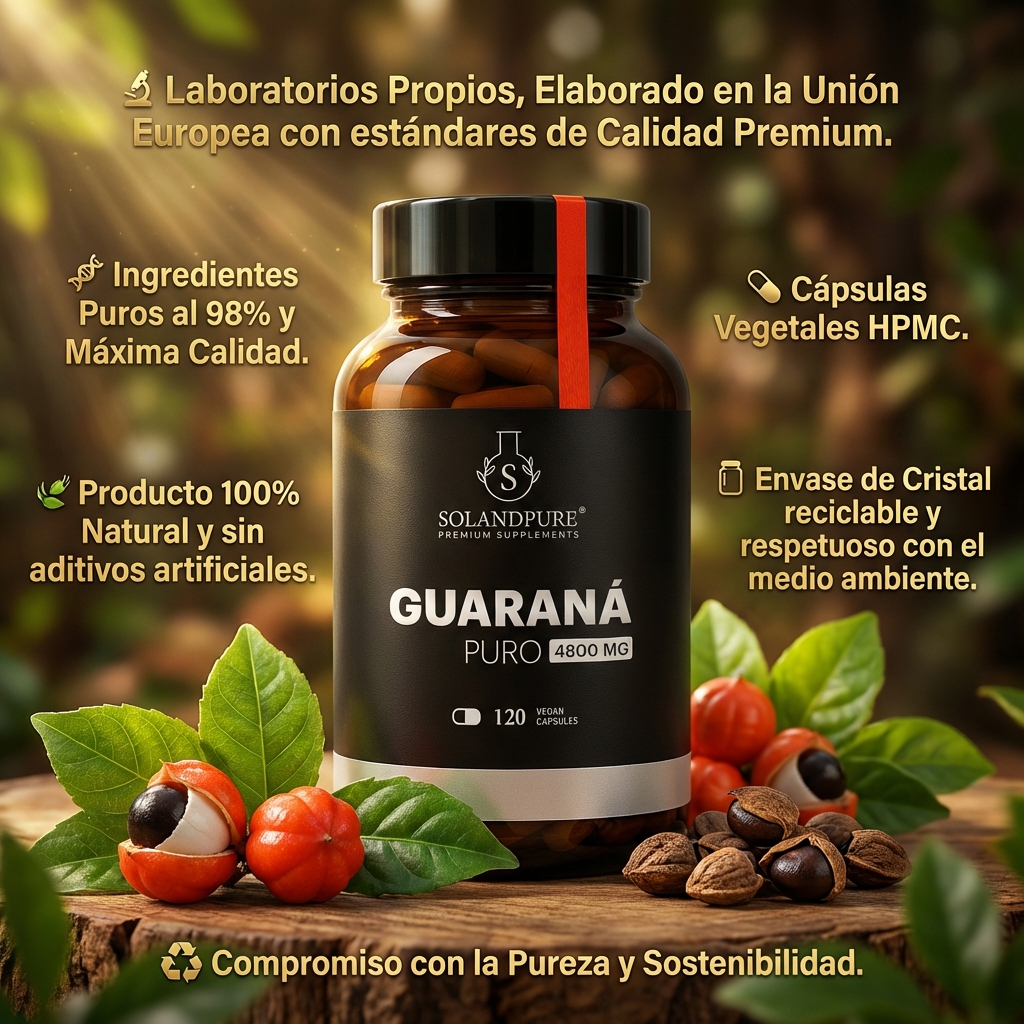Guaraná Puro 750 mg – 120 Cápsulas Vegetales | Energía Natural, Vitalidad y Concentración | Suplemento Premium sin Azúcares