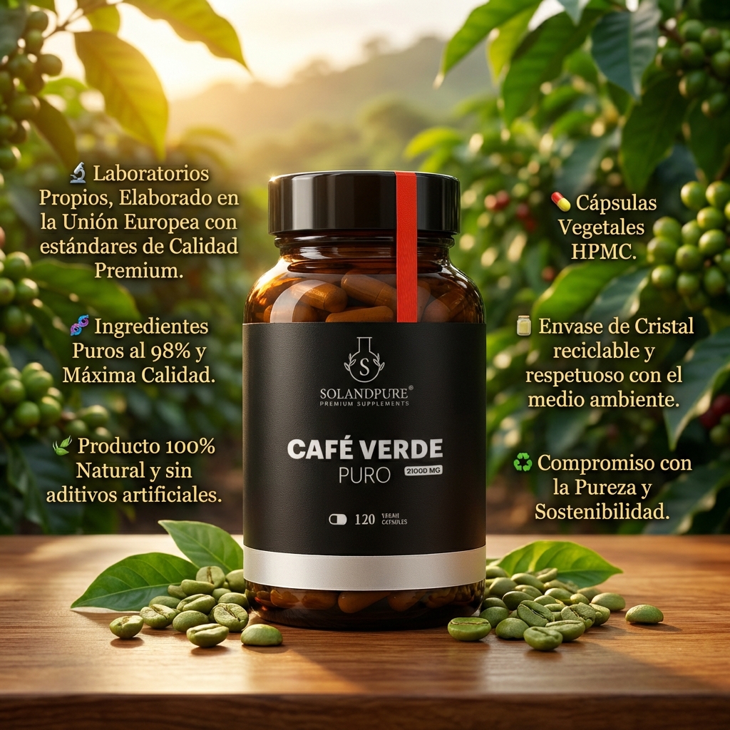 Café Verde Puro 750 mg – 120 Cápsulas Veganas | Suplemento Natural para Energía y Antioxidantes | Fórmula Premium