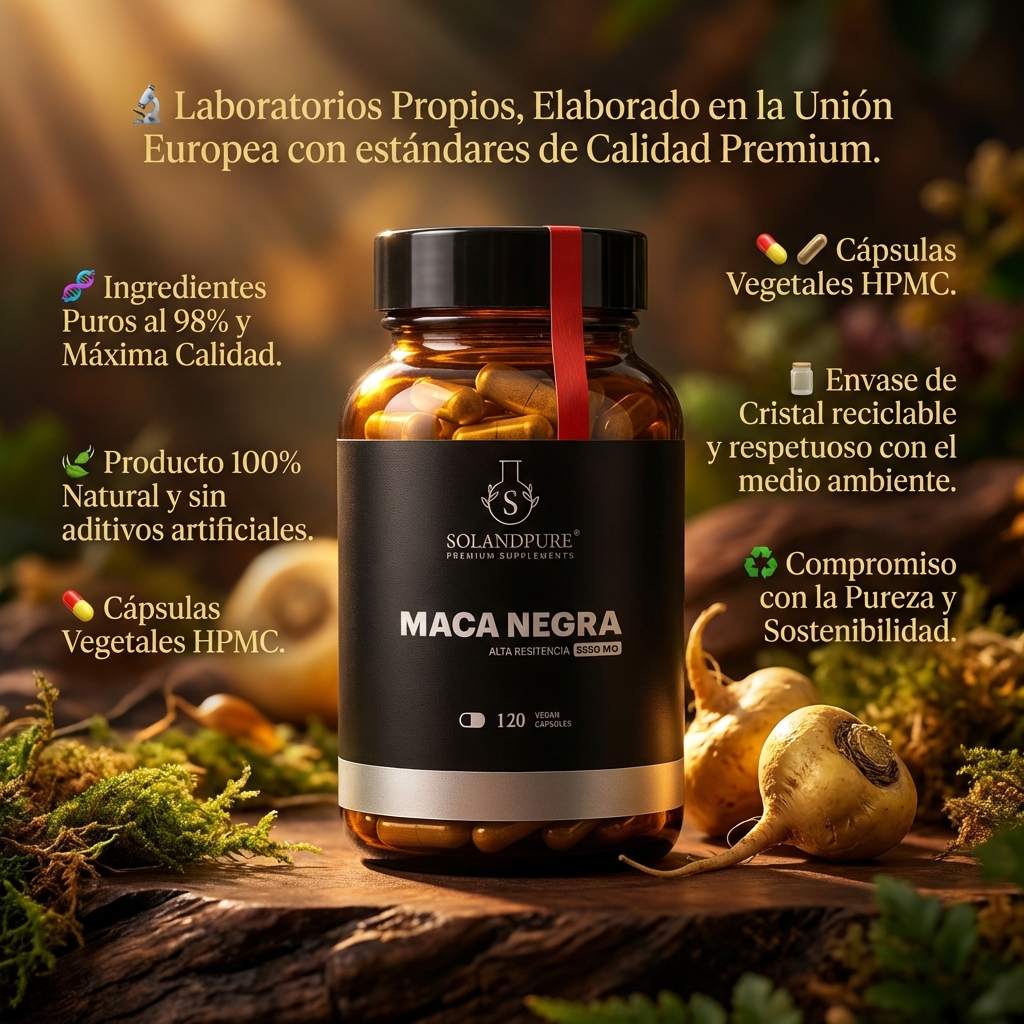 Maca Negra Peruana Andina Pura 5550 mg – 120 Cápsulas Vegetales | Energía, Vitalidad y Rendimiento Natural