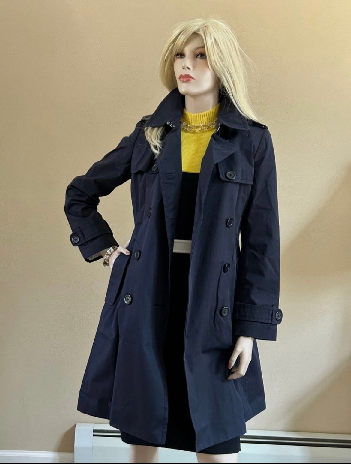 Banana Republic Classic Navy Blue Trench/Rain Coat