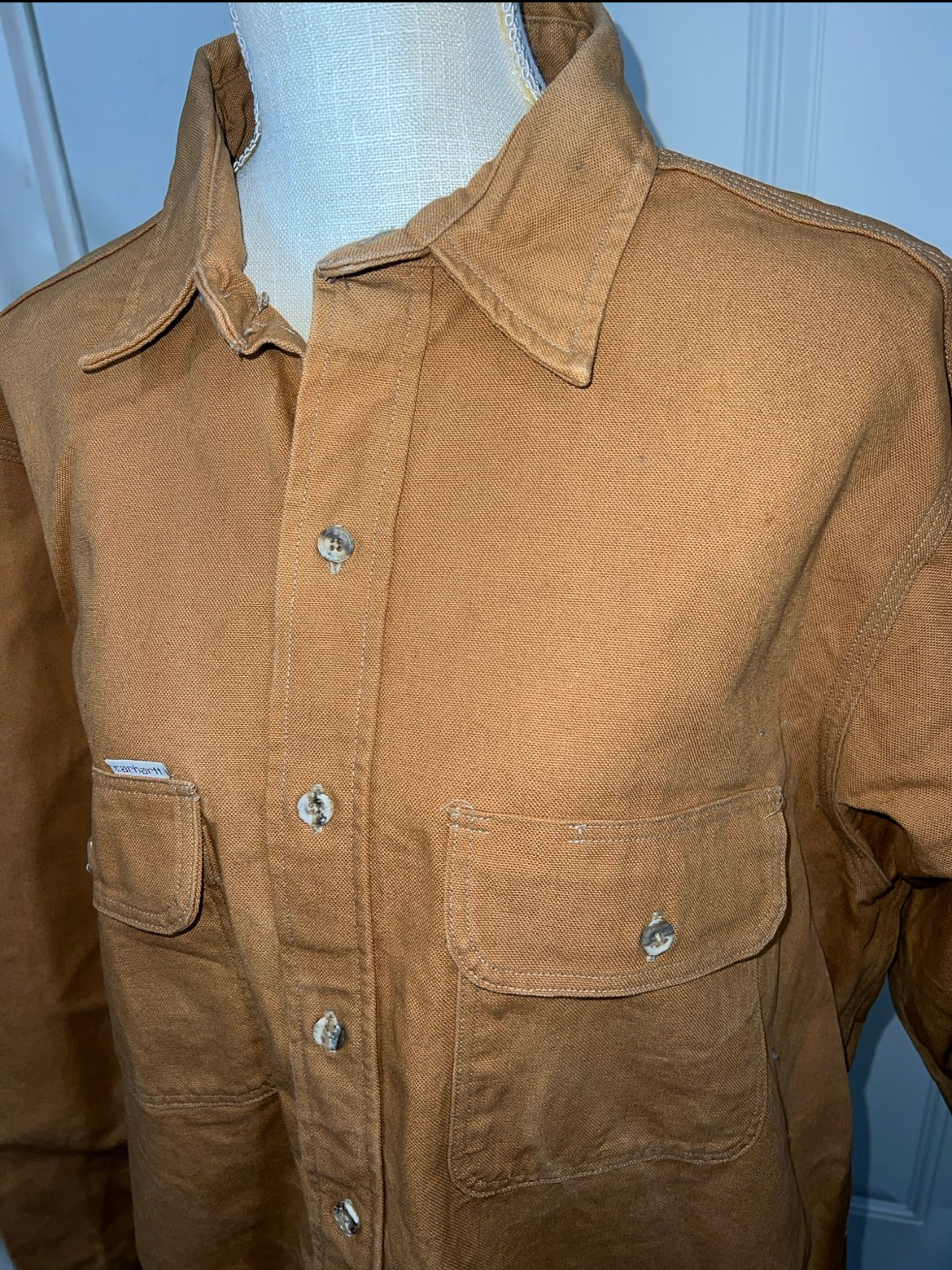 VINTAGE 80's Carhartt Brown Work Shirt