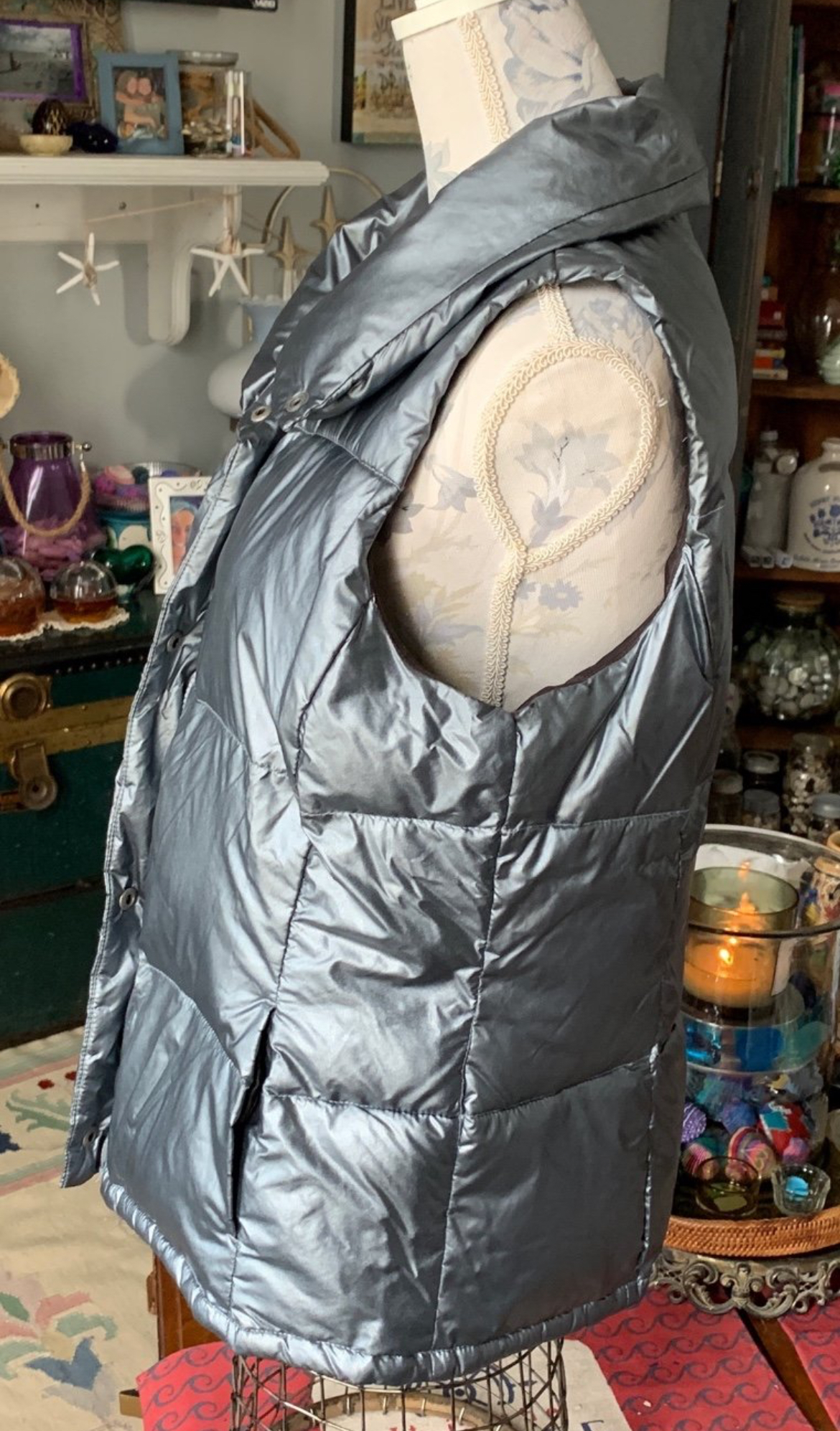 OLD NAVY Metallic Silver Puffer Vest