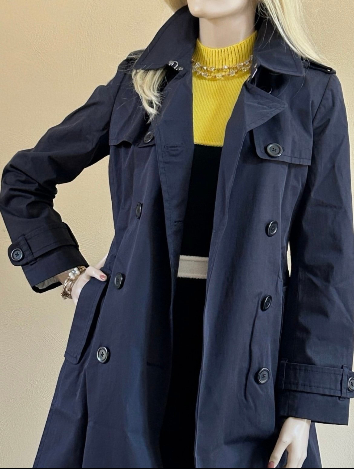 Banana Republic Classic Navy Blue Trench/Rain Coat