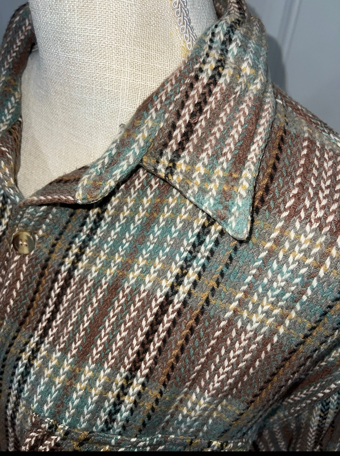 VINTAGE 80's Ash Creek Plaid Flannel/Shacket Button-Up Shirt