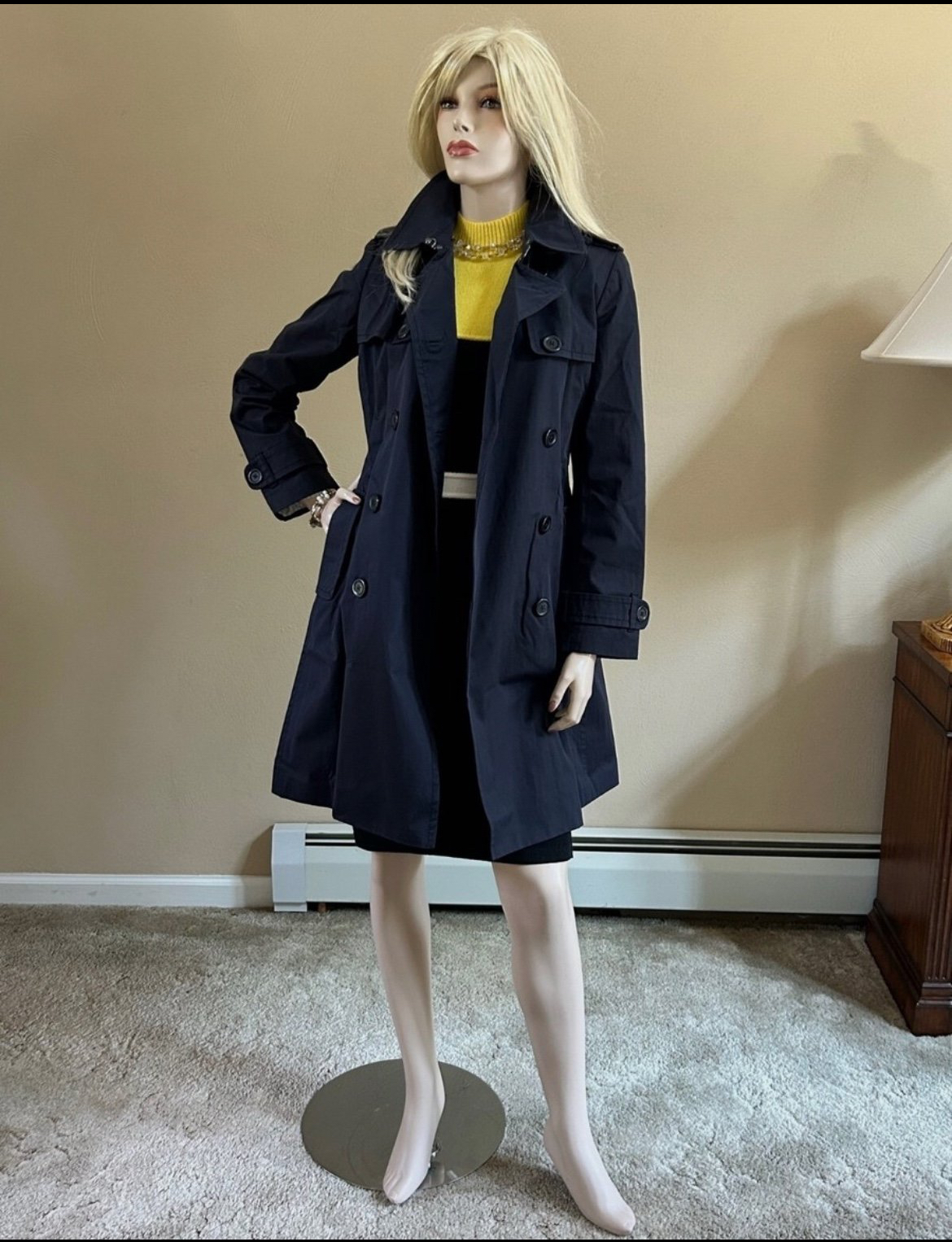 Banana Republic Classic Navy Blue Trench/Rain Coat
