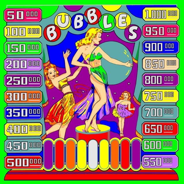 Vintage 'Bubbles' Pinball Machine Artwork