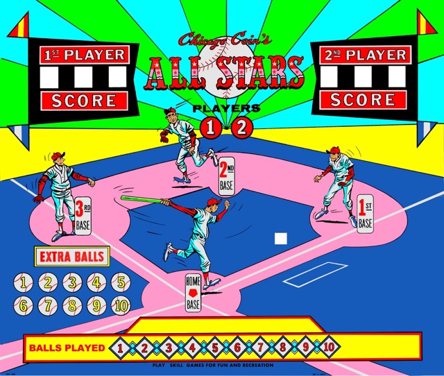 All Stars Baseball Pinball Playfield