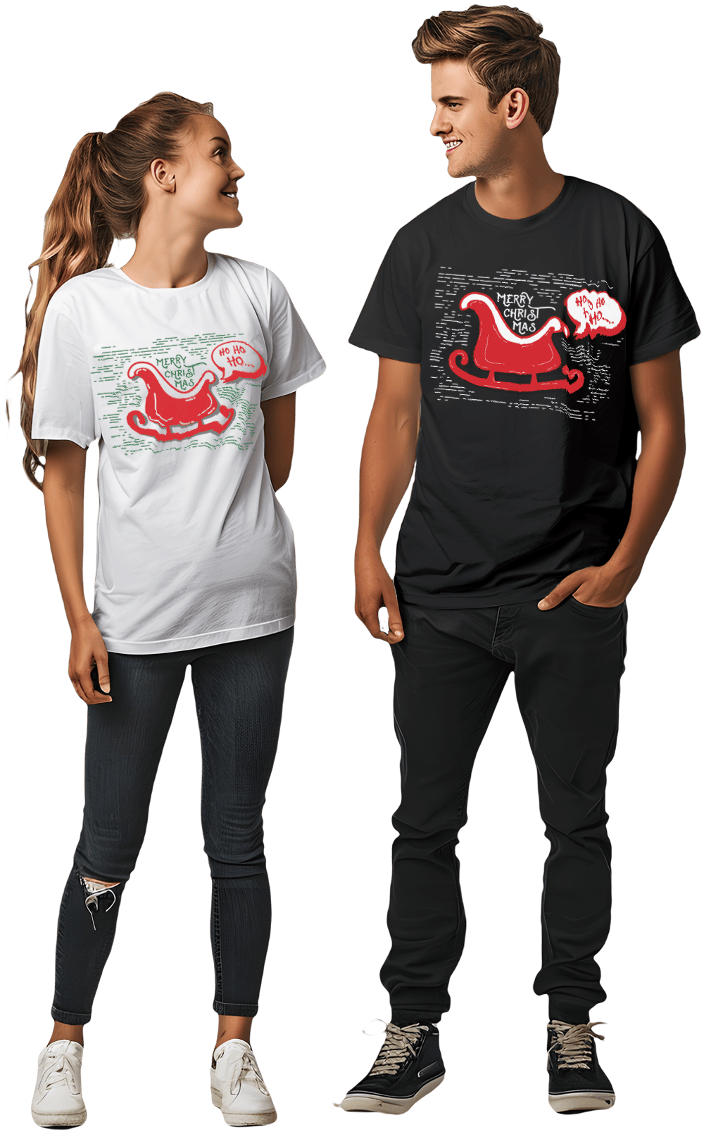 Playera con diseño de trineo navideño