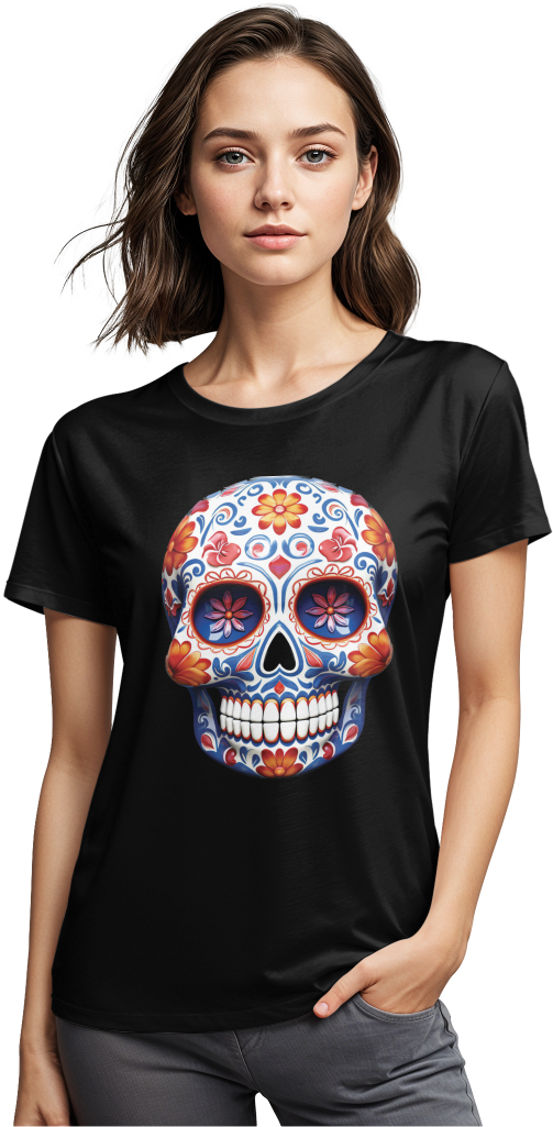 Playera con calavera de azúcar