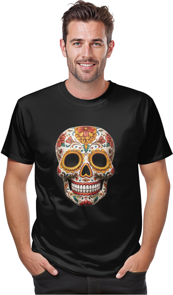 Camiseta negra con diseño de calavera