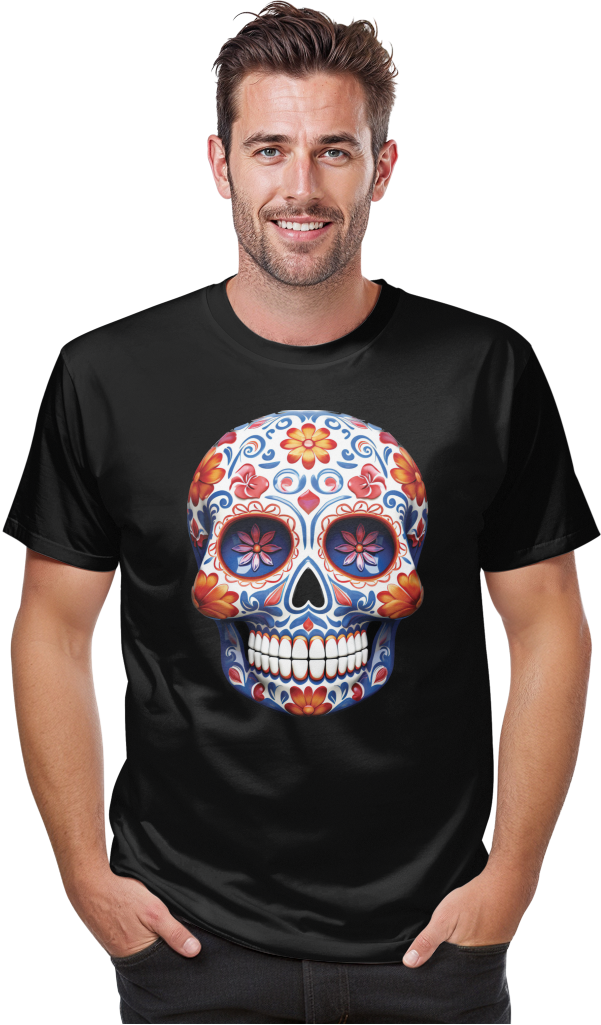Playera con calavera de azúcar