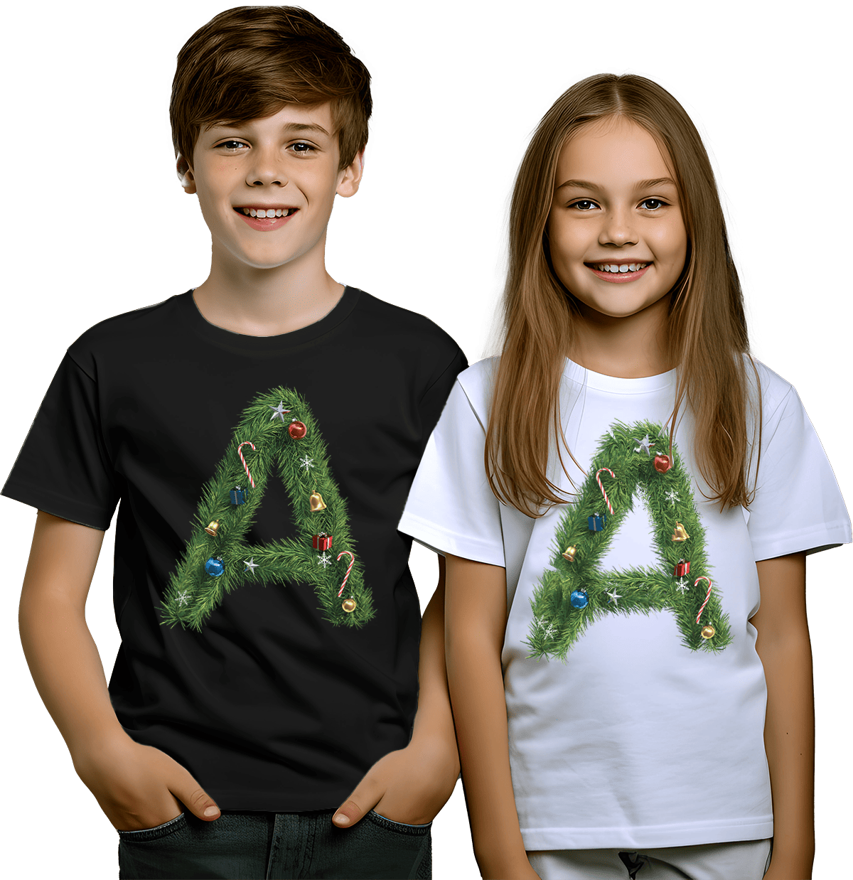 Playera temática navideña con letra A