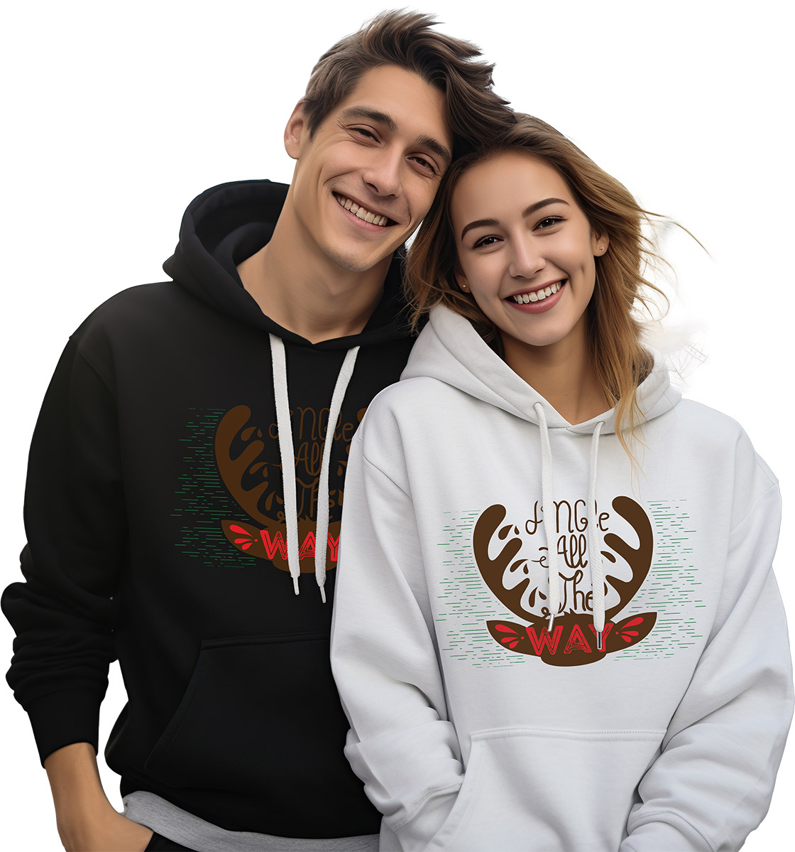 Sudadera navideña con estampado de astas